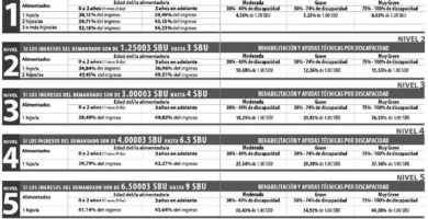 tabla de pensiones alimenticias 2020