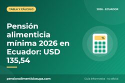 Pensión alimenticia mínima 2026 en Ecuador: USD 135,54
